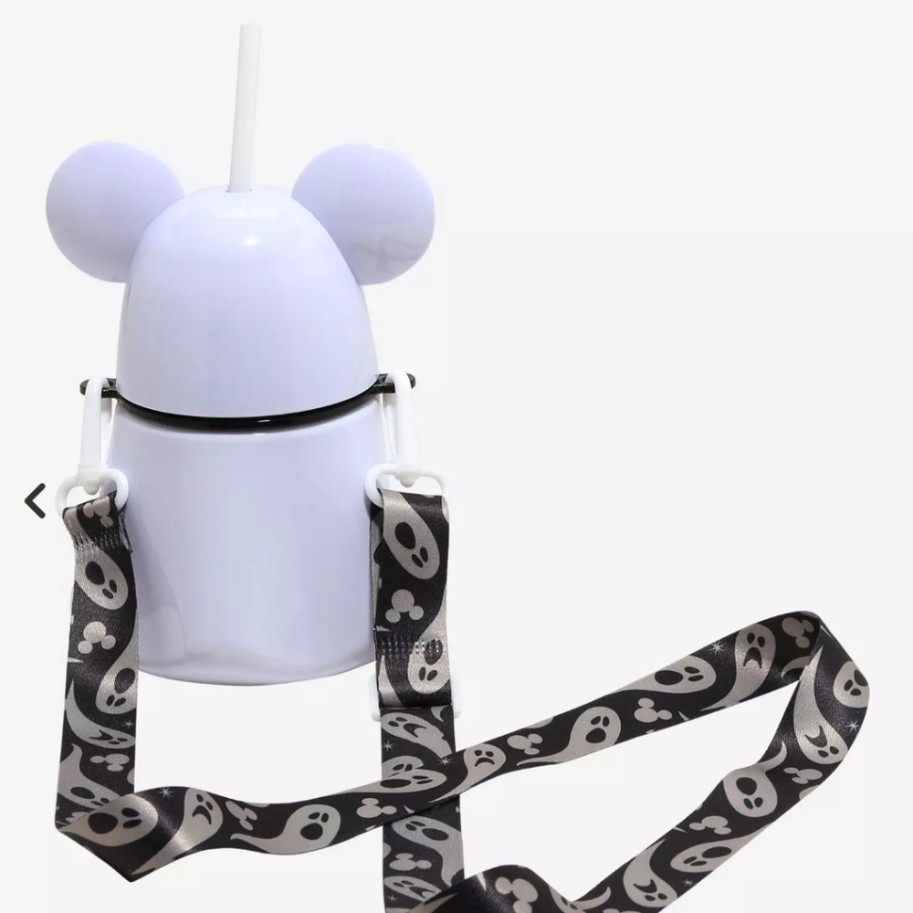 Disney Mickey Mouse Ghost Water Bottle With Strap - Picture 2 of 3